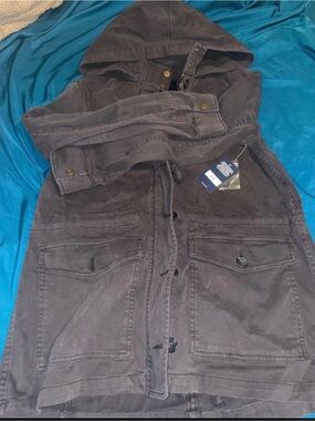 Women’s Luck Brand Hooded Field Jacket in Dark Charcoal